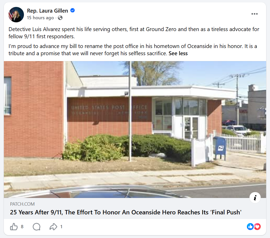 captura de pagina de Gillen aludiendo a su proyecto para honrar héroe en Oceanside