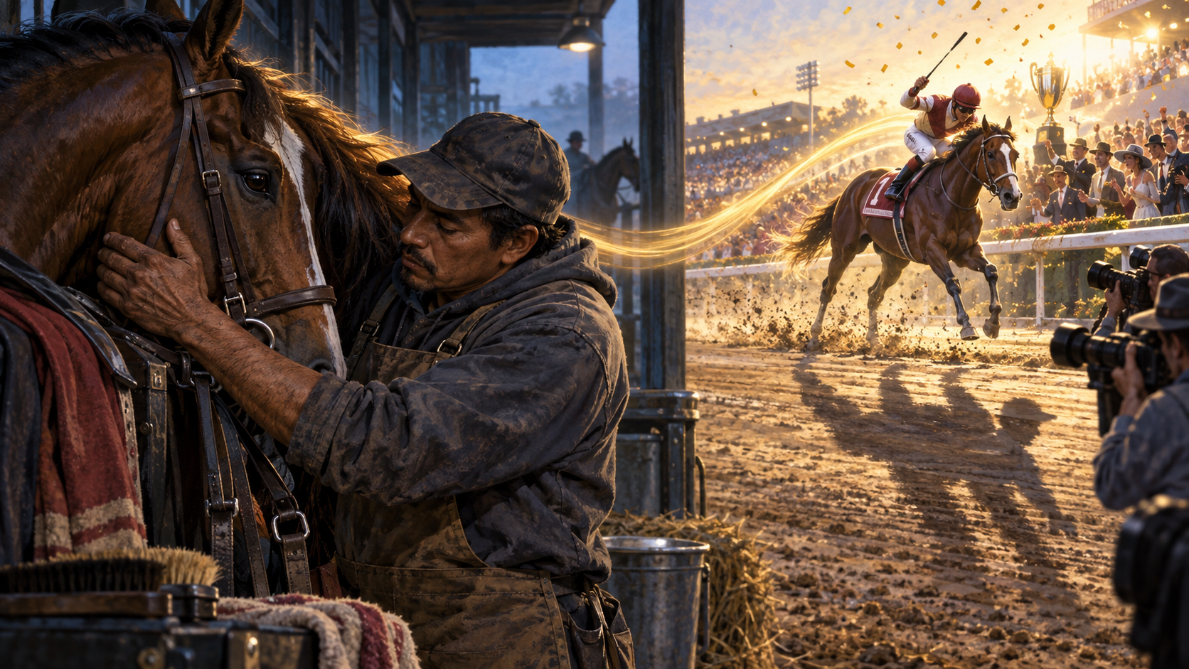 En la hípica, el caballo y el jinete reciben los aplausos, pero ninguna carrera comienza sin el trabajo del *backstretch*, la zona de establos que el público casi nunca ve.