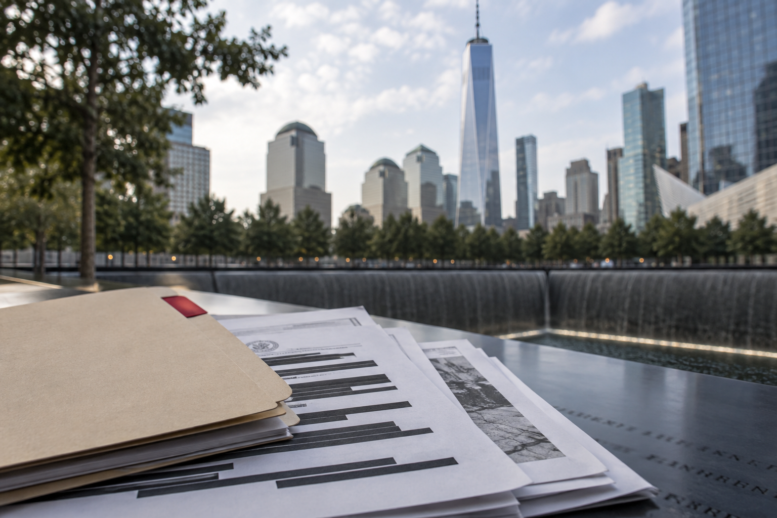 Documentos relacionados con el 11-S frente al horizonte de Nueva York